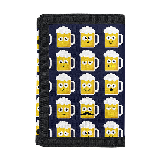 Beer Emoji Pattern Print Trifold Wallet