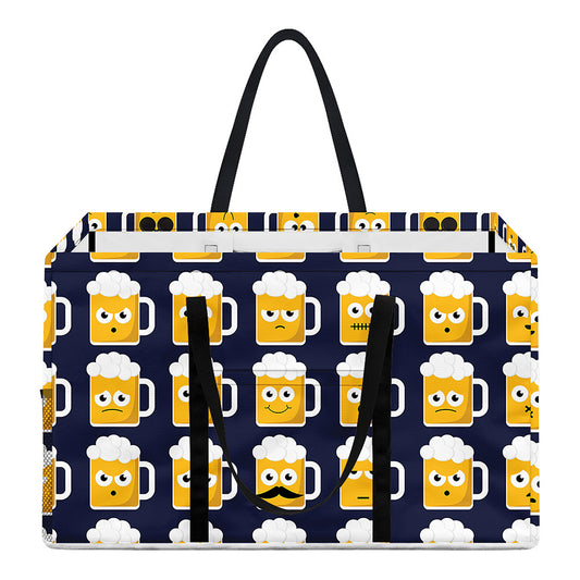 Beer Emoji Pattern Print Utility Tote Bag