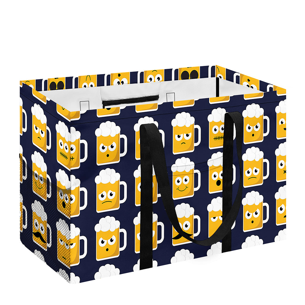 Beer Emoji Pattern Print Utility Tote Bag