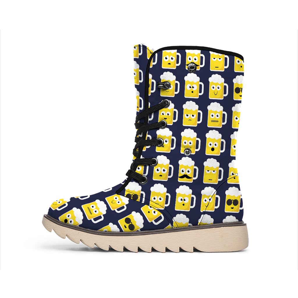 Beer Emoji Pattern Print Winter Boots