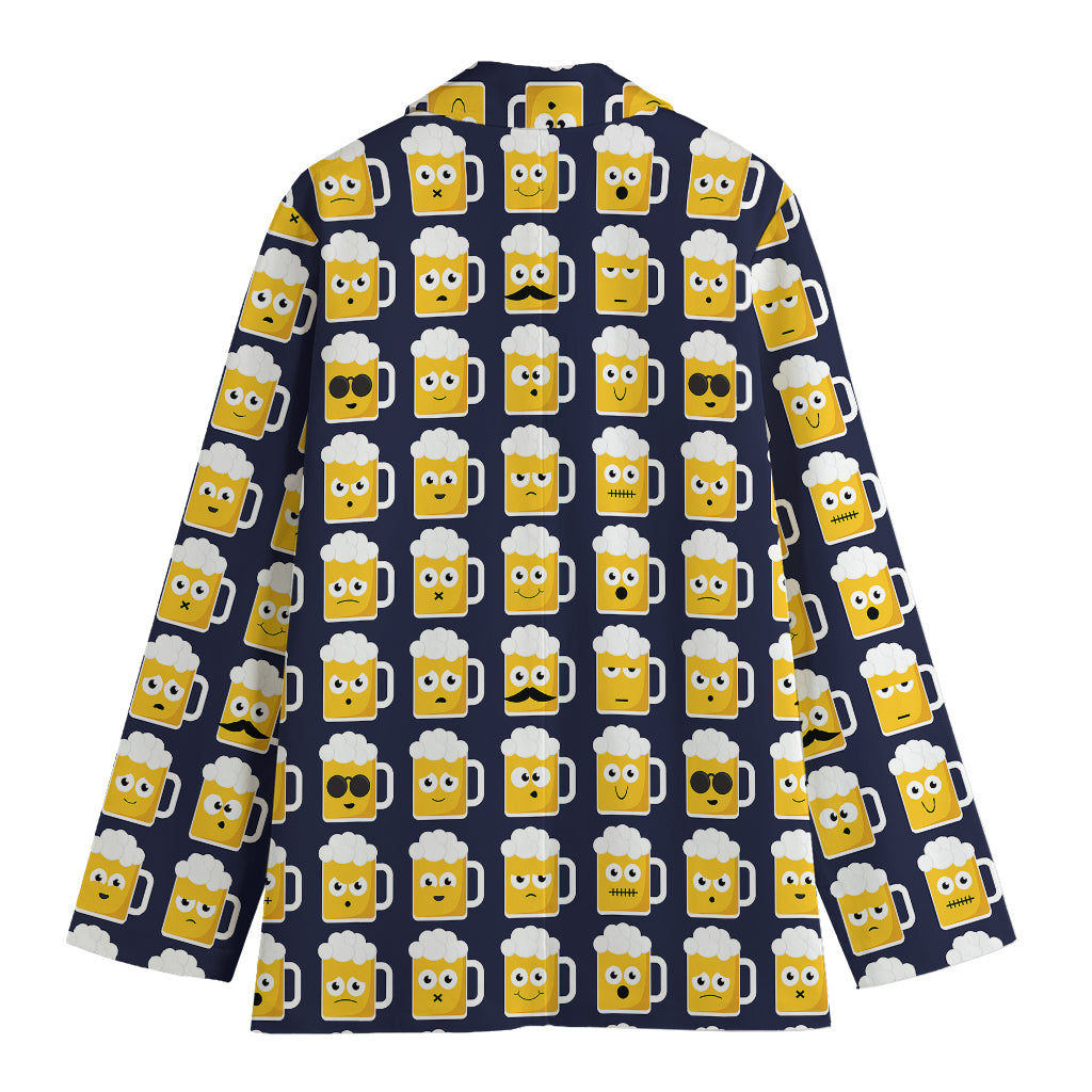 Beer Emoji Pattern Print Women's Blazer