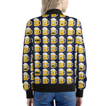 Beer Emoji Pattern Print Women's Bomber Jacket