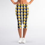 Beer Emoji Pattern Print Women's Capri Leggings