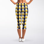 Beer Emoji Pattern Print Women's Capri Leggings
