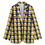 Beer Emoji Pattern Print Women's Cotton Blazer