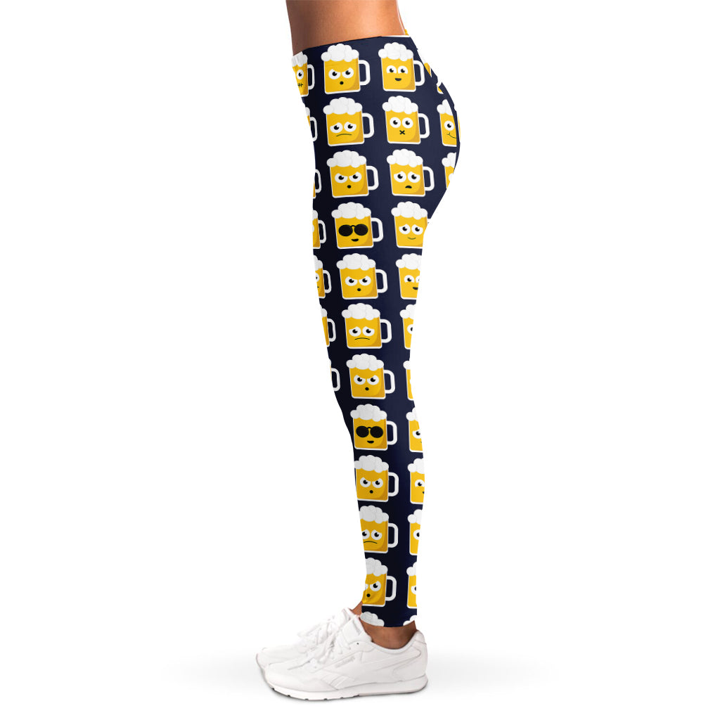 Beer Emoji Pattern Print Women's Leggings