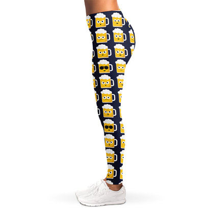Beer Emoji Pattern Print Women's Leggings