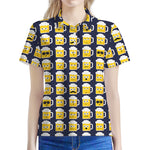 Beer Emoji Pattern Print Women's Polo Shirt