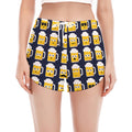 Beer Emoji Pattern Print Women's Split Running Shorts