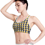 Beer Emoji Pattern Print Women's Sports Bra
