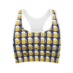 Beer Emoji Pattern Print Women's Sports Bra