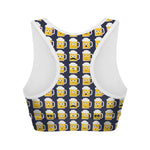 Beer Emoji Pattern Print Women's Sports Bra