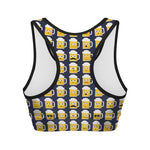 Beer Emoji Pattern Print Women's Sports Bra