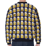 Beer Emoji Pattern Print Zip Sleeve Bomber Jacket