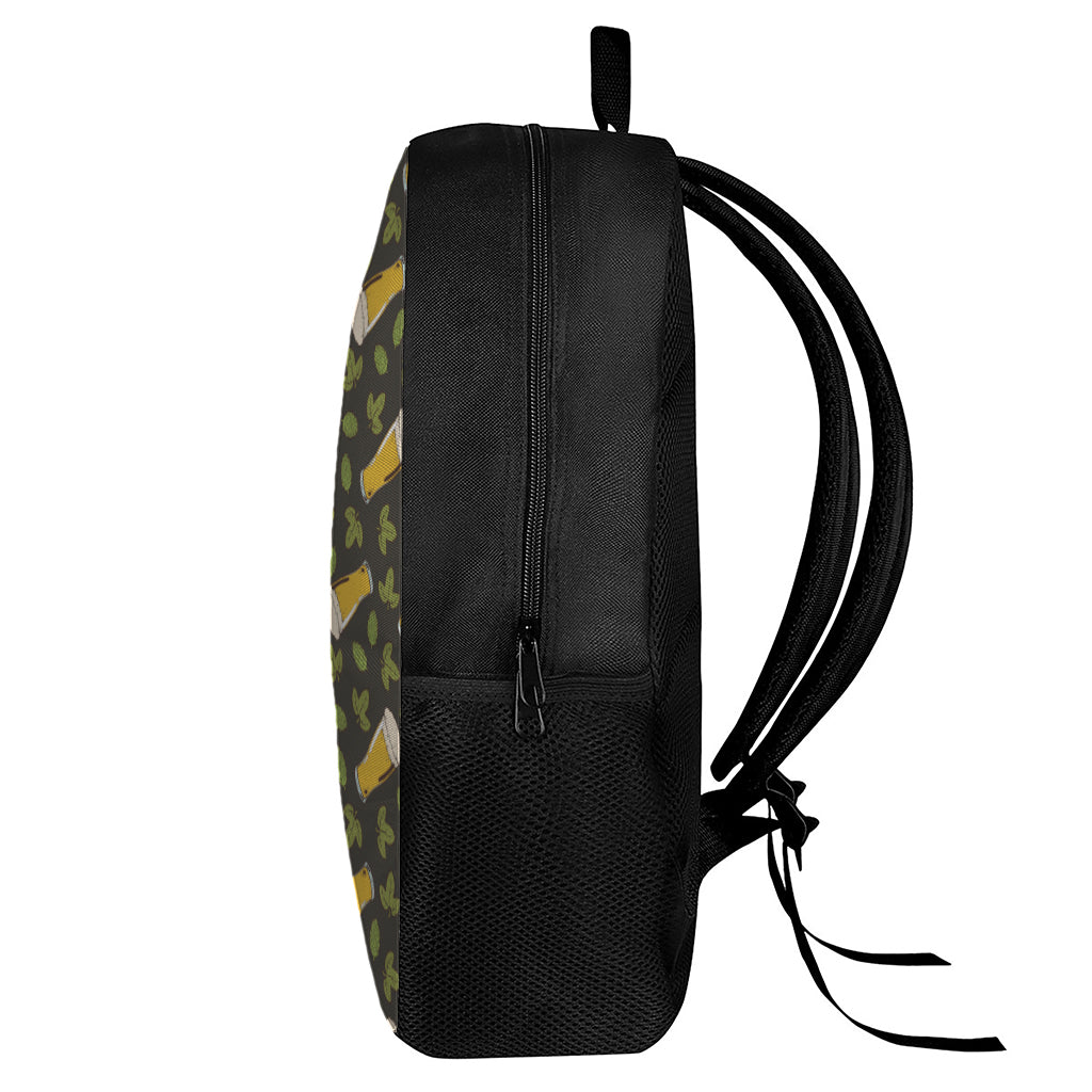 Beer Hop Cone And Leaf Pattern Print 17 Inch Backpack