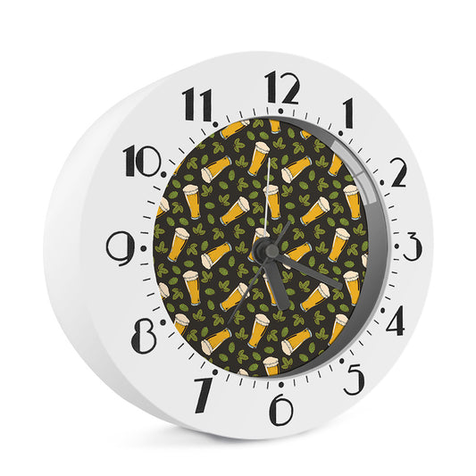 Beer Hop Cone And Leaf Pattern Print Alarm Clock
