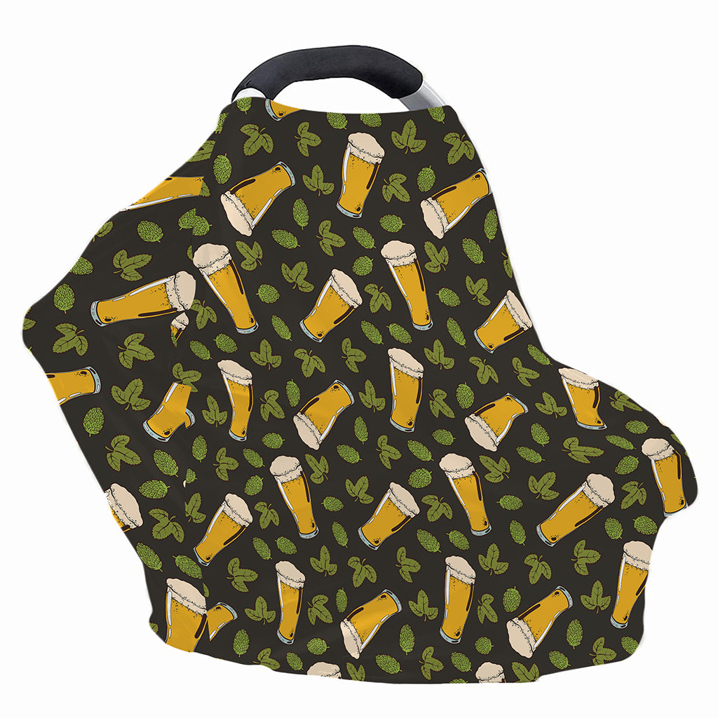 Beer Hop Cone And Leaf Pattern Print Baby Seat Cover