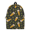 Beer Hop Cone And Leaf Pattern Print School Backpack