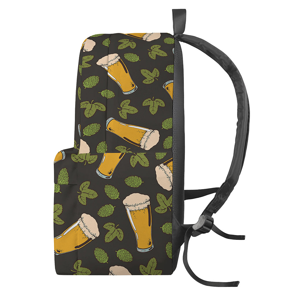 Beer Hop Cone And Leaf Pattern Print Backpack