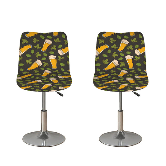 Beer Hop Cone And Leaf Pattern Print Bar Stool Covers