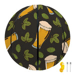 Beer Hop Cone And Leaf Pattern Print Basketball