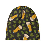 Beer Hop Cone And Leaf Pattern Print Beanie