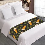 Beer Hop Cone And Leaf Pattern Print Bed Runner