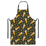 Beer Hop Cone And Leaf Pattern Print Bib Apron With Pocket
