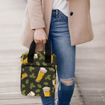Beer Hop Cone And Leaf Pattern Print Bible Tote Bag