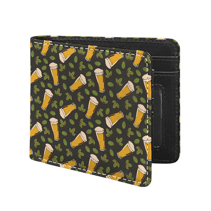 Beer Hop Cone And Leaf Pattern Print Bifold Wallet