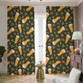 Beer Hop Cone And Leaf Pattern Print Dimout Pencil Pleat Curtains