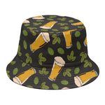 Beer Hop Cone And Leaf Pattern Print Bucket Hat