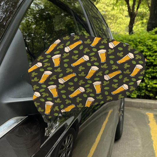 Beer Hop Cone And Leaf Pattern Print Car Side Mirror Covers