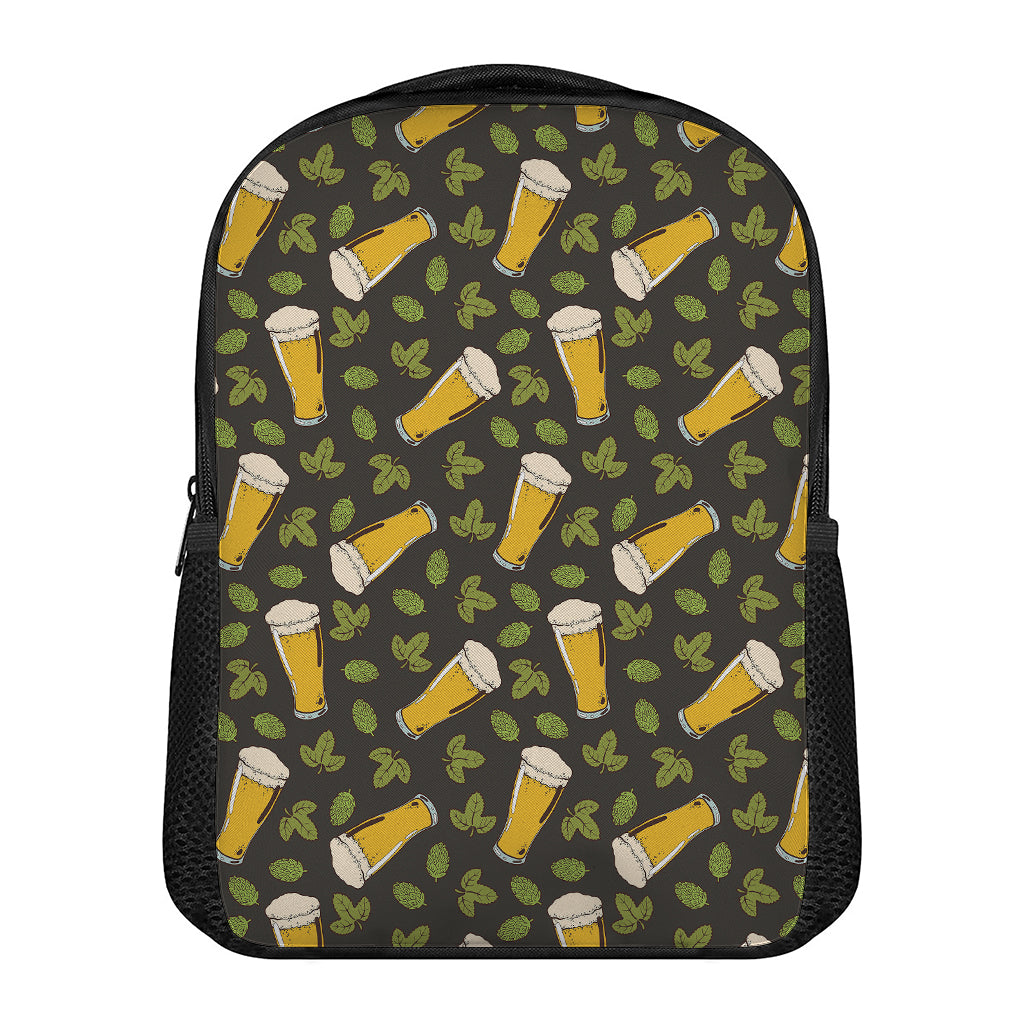 Beer Hop Cone And Leaf Pattern Print Casual Backpack