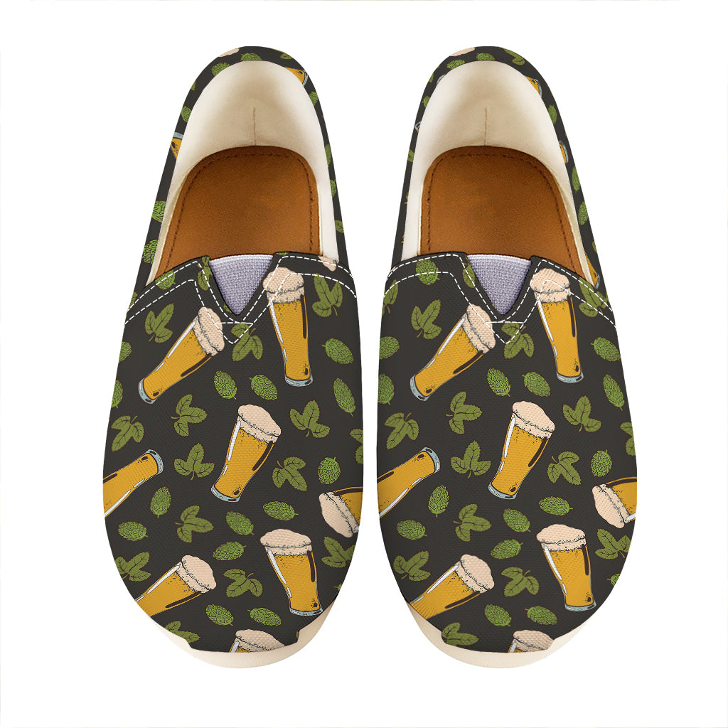 Beer Hop Cone And Leaf Pattern Print Casual Shoes