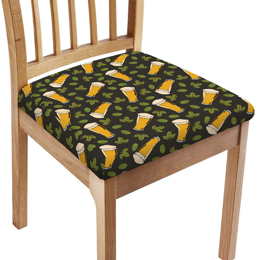Beer Hop Cone And Leaf Pattern Print Chair Cushion Cover