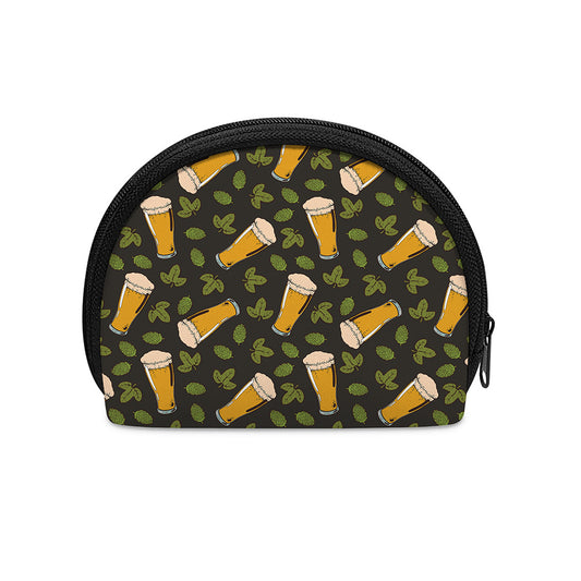 Beer Hop Cone And Leaf Pattern Print Coin Purse