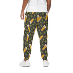 Beer Hop Cone And Leaf Pattern Print Cotton Pants