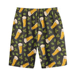 Beer Hop Cone And Leaf Pattern Print Cotton Shorts