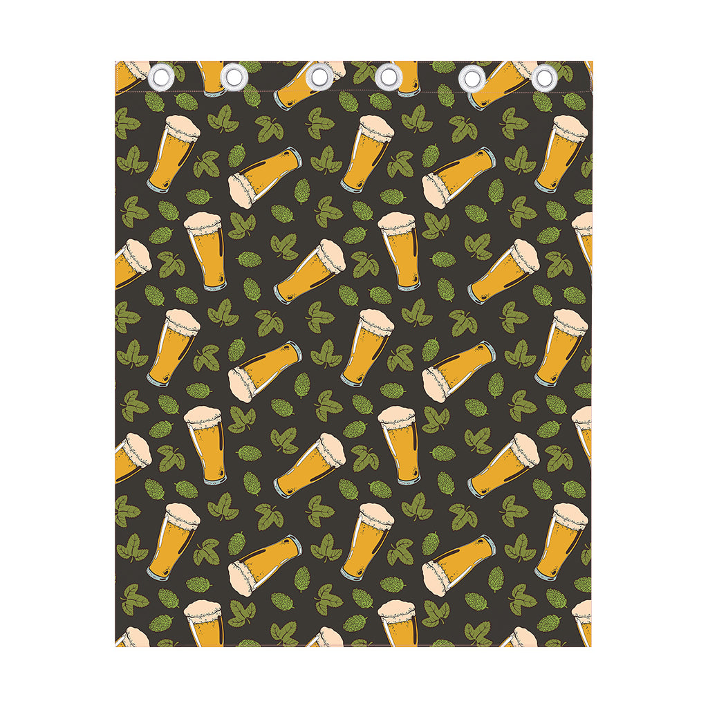 Beer Hop Cone And Leaf Pattern Print Curtain