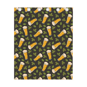 Beer Hop Cone And Leaf Pattern Print Curtain