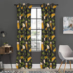 Beer Hop Cone And Leaf Pattern Print Curtain