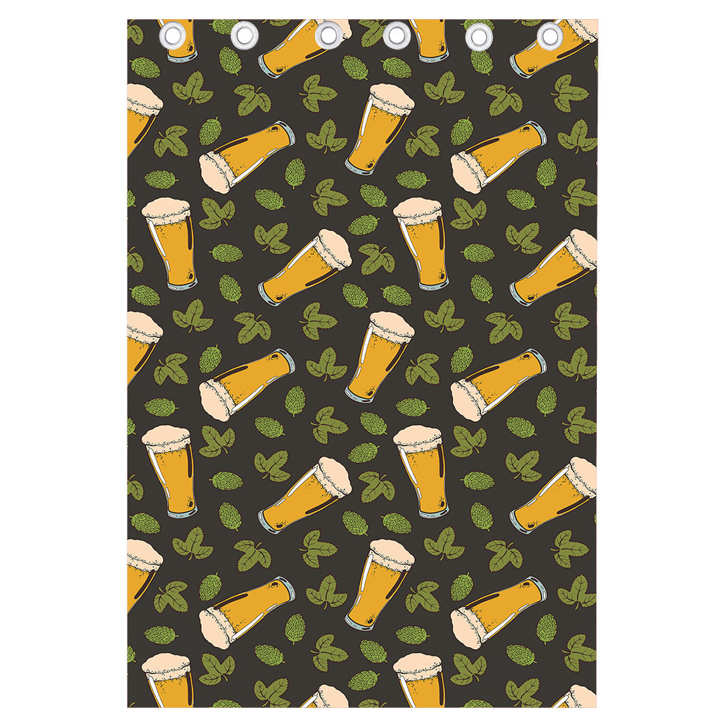 Beer Hop Cone And Leaf Pattern Print Curtain