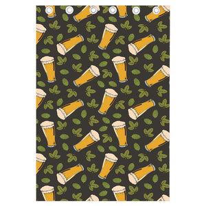 Beer Hop Cone And Leaf Pattern Print Curtain