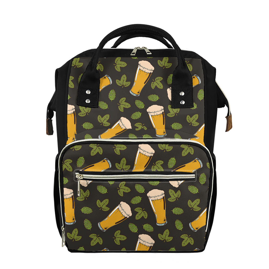 Beer Hop Cone And Leaf Pattern Print Diaper Bag