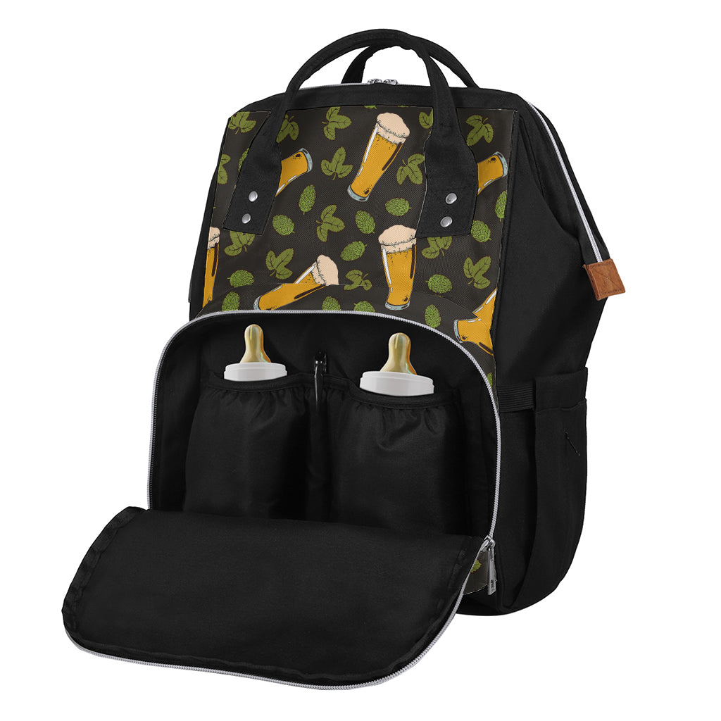 Beer Hop Cone And Leaf Pattern Print Diaper Bag