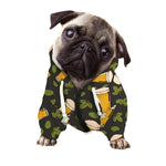 Beer Hop Cone And Leaf Pattern Print Dog Zip Up Hoodie