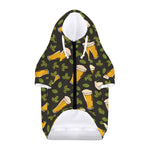 Beer Hop Cone And Leaf Pattern Print Dog Zip Up Hoodie