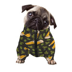 Beer Hop Cone And Leaf Pattern Print Dog Zip Up Jacket