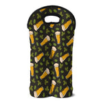 Beer Hop Cone And Leaf Pattern Print Double Neoprene Wine Tote